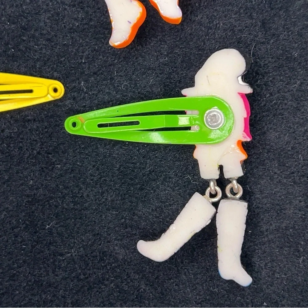 Vintage Set Of 4 Halloween 90s Era Hair Clips Orange Purple Ghost Witch Goth